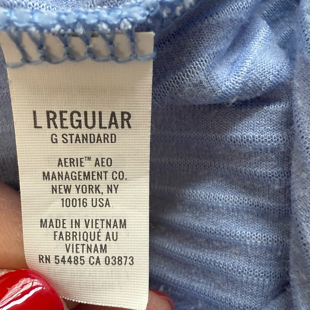 Aerie Groove-On Velour High Waisted Flare Pants In Blue Linen Size Large - Picture 7 of 7